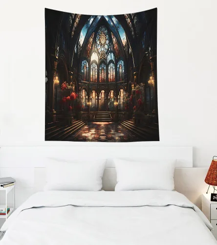 Miniatura 86 de EMMTEEY Tapiz de pared con bosque - Árbol de pino verde y niebla, arte de pared natural, 80x60 pulgadas, tapiz grande de estilo bohemio para sala