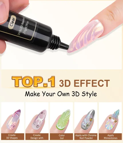 Miniatura 3 de No.1 Kit de efecto espejo de polvo de uñas cromado dorado metálico con 0.71 oz de gel 3D escultura de arte de uñas transparente 100% no tóxico