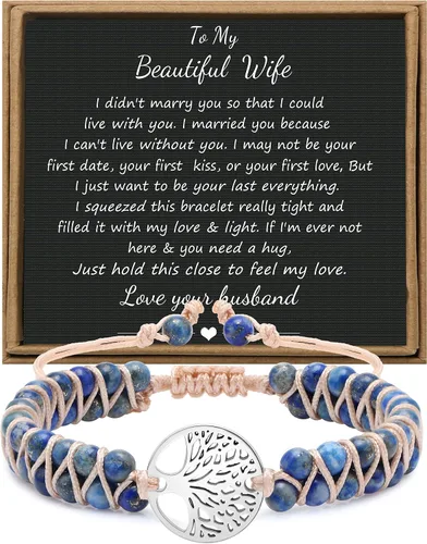 JoycuFF Pulseras de piedra natural para hombres y mujeres, regalos de pareja para novia, novio, esposa, marido, joyería de amistad para él o ella,