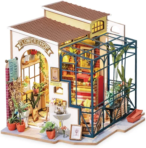 Miniatura 3 de Rolife Kit de Casa en Miniatura DIY Tienda de Flores, Kit de Casa Pequeña para Adultos para Construir, Kit de Fabricación de Mini Casa con Muebles