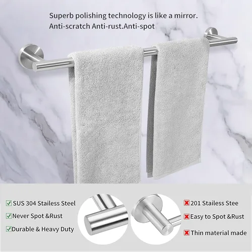 Miniatura 6 de Cilee Toallero de baño de níquel cepillado, 2 toalleros dobles de 16 pulgadas, toallero de baño para baño, soporte para toallas de baño, montaje