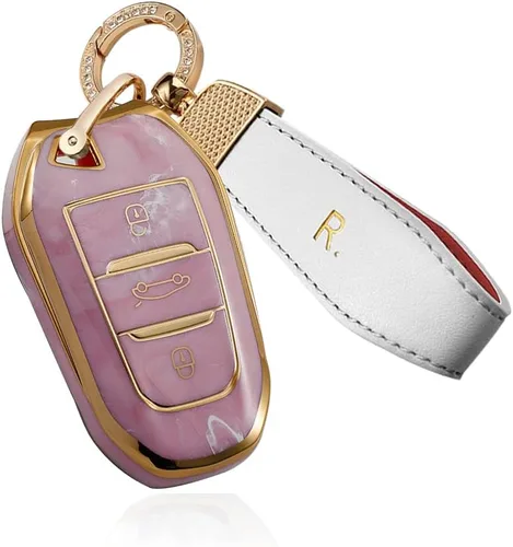 Miniatura 8 de SANRILY Funda para llave de coche Peugeot sin llave, funda de protección completa, Azul