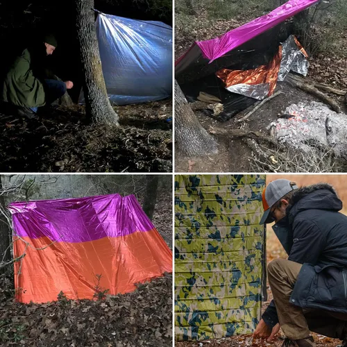 Miniatura 6 de TITAN Survival Mantas de supervivencia de Mylar prémium (paquete de 5) manta térmica de supervivencia de emergencia para campamento, caza, Camuflaje