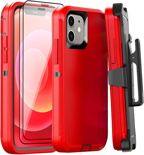 Miniatura 29 de Funda para iPhone 12 Mini con funda de clip para cinturón y 2 protectores de pantalla, funda de protección completa resistente de grado militar a