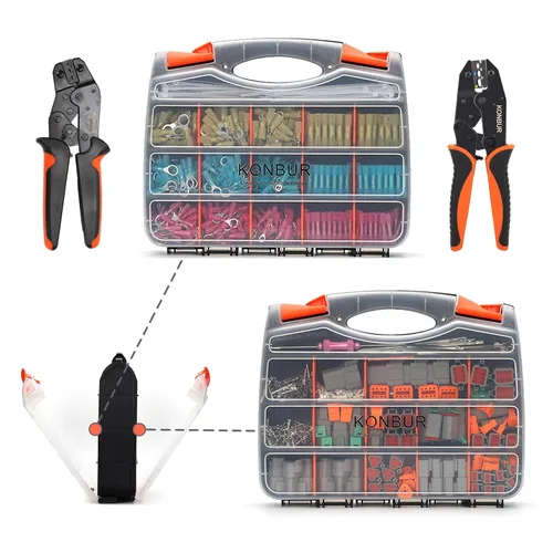 Miniatura 6 de DT Deutsch Kit de conectores de 2, 3, 4, 6, 8, 12 pines, conector eléctrico impermeable gris, #16 contactos estampados, herramienta de extracción