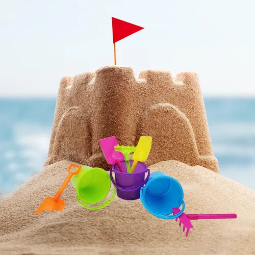 Miniatura 3 de 12 mini juegos de playa, el juego incluye 1 cubo de arena, 1 pala, 1 rastrillo y 1 cuchara, golosinas de cumpleaños para niños y niñas, recuerdos