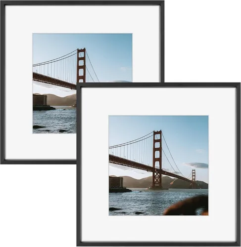 Miniatura 74 de Frametory, Portarretratos de metal de 16 x 24 pulgadas con paspartú para fotos de 12 x 18 pulgadas y vidrio real, colección de marcos de fotos