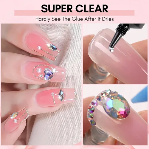 Miniatura 6 de Makartt Pegamento de diamantes de imitación para uñas, pegamento de uñas de gel súper fuerte para diamantes de imitación, dijes y gemas de diseño