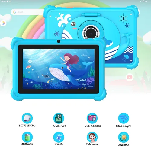 Miniatura 3 de Tablet infantil de 7 pulgadas para niños pequeños, Android 12, 4 GB de RAM, 32 GB de ROM, WiFi, Bluetooth, pantalla IPS de protección ocular segura