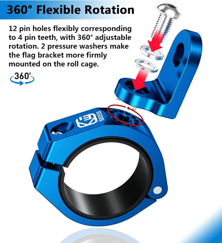 Miniatura 7 de VAZESWIN Soporte de luz para látigo UTV, soporte de bandera de látigo UTV resistente de aleación de aluminio, soporte de montaje de barra de luz