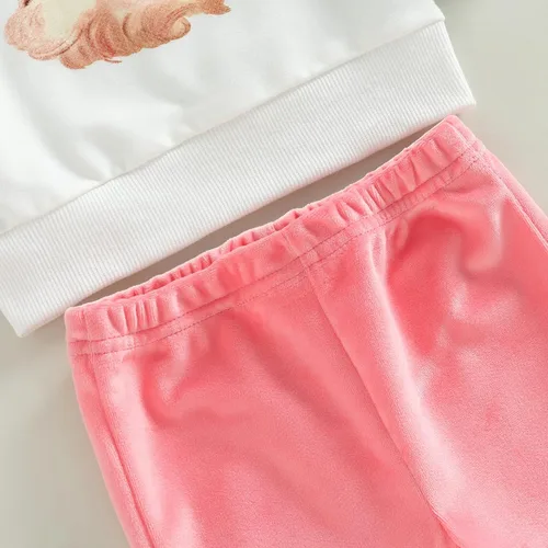 Miniatura 5 de Gueuusu Conjunto de ropa de manga larga para bebé niña con texto en inglés "My 1st Christmas", sudadera de manga larga con pantalones acanalados