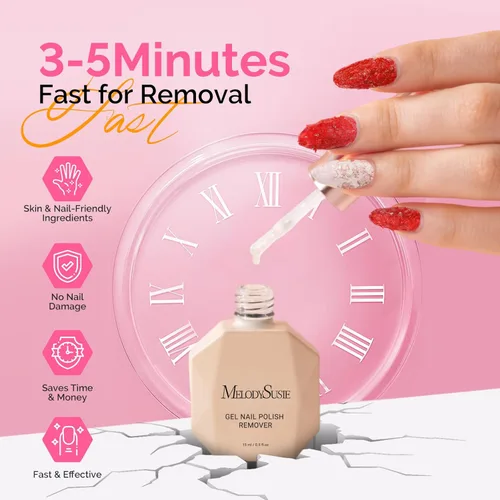 Miniatura 2 de MelodySusie Removedor de esmalte de uñas de gel con kit de removedor de manicura, no necesita remojo o envoltura, fácil y rápida extracción en 5