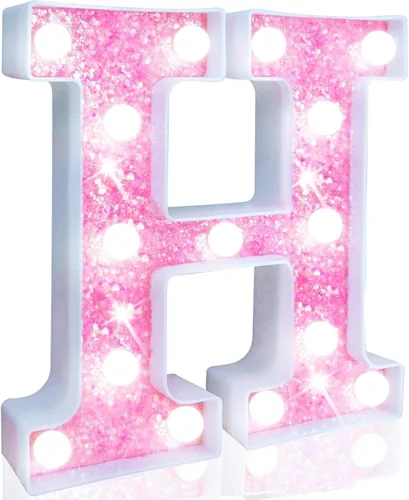 Miniatura 12 de Pooqla Luces de números de marquesina, números de luz rosa para niñas de 10.º cumpleaños, funciona con pilas, luz nocturna de número con purpurina