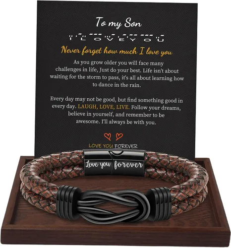 Miniatura 33 de BTYSUN Regalos para hombres, regalos del día de San Valentín para él, novio, marido, adolescentes, pulseras de cuero para hombres, regalos de amor