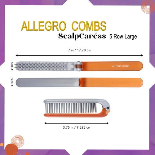 Miniatura 2 de Allegro Combs ScalpCaress: cepillo de pelo EDC Mini cepillo plegable unisex, para niños, ideal para cabello corto, cerdas suaves. Cepillo apto