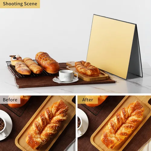 Miniatura 4 de Meking Cartón reflector de luz de 17 x 12 pulgadas, 16.9 x 11.8 in, tablero difusor de luz plegable 3 en 1 para fotografía de productos de A3-1 Pack