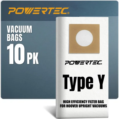 POWERTEC Bolsas de vacío tipo Y, paquete de 10 para aspiradoras verticales Hoover Style Y, Z, YZ WindTunnel, bolsas de polvo de repuesto para