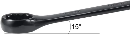 Miniatura 4 de uxcell Llave combinada métrica de extremo abierto de 0.748 in y 12 puntos, revestimiento galvanizado negro, Cr-V