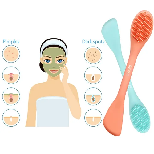 Miniatura 4 de REVEX Aplicador de máscara facial de silicona, limpiador facial, exfoliante de poros, 2 cepillos de limpieza de poros, cepillos de limpieza facial