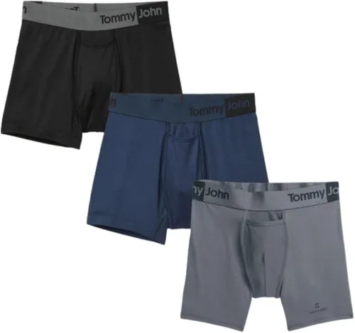 Tommy John Ropa interior para hombre, baúl deportivo 360 con bolsa de contorno, entrepierna corta de 4 pulgadas, ropa interior que absorbe la humedad