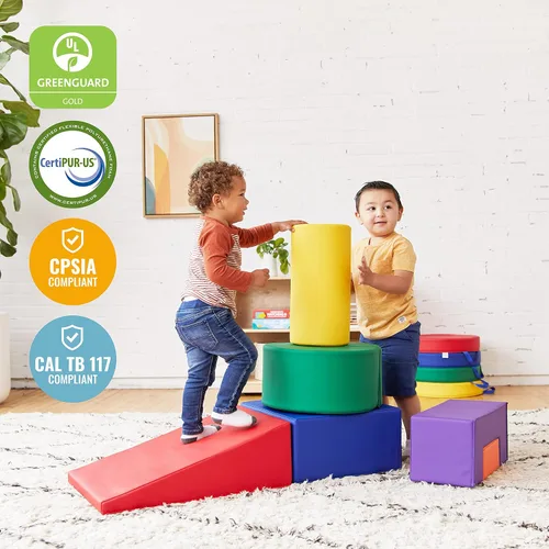 Miniatura 6 de ECR4Kids SoftZone Crawl and Climb Playtime Playset, bloques de construcción, surtido, 6 piezas
