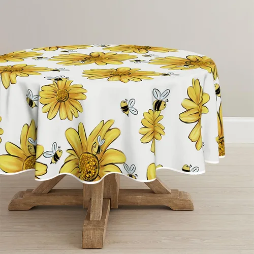 Miniatura 9 de Horaldaily Mantel de verano de 52 x 70 pulgadas, diseño de girasol amarillo, abejorro, negro, otoño, lavable, para fiesta, picnic, decoración de cena