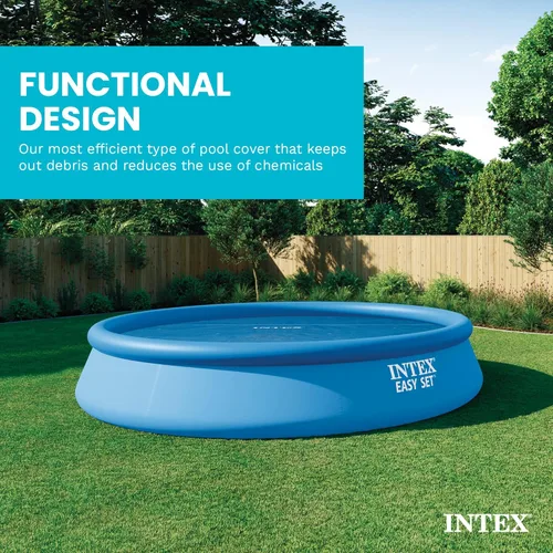 Miniatura 5 de Cubierta solar Intex de 18 pies de diámetro, para piscinas, fácil de instalar y enmarcar, Azul