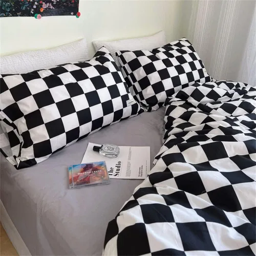 Miniatura 3 de Wellboo Juegos de Edredones a Cuadros Negros y Blancos Queen para Mujeres y Hombres Ropa de Cama de Cuadrícula de Tablero de Ajedrez Blanco y Negro
