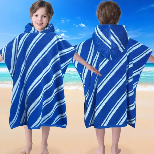 Miniatura 61 de VOOVA & MOVAS Poncho de Toalla de Baño Gruesa con Capucha para Niños (4-8 Años) - Bata de Toalla de Natación de Algodón Turco Suave y Absorbente