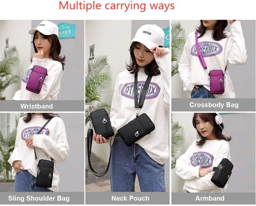 Miniatura 4 de Bolso cruzado pequeño para teléfono celular, bolso de hombro para brazalete, cartera para iPhone, Samsung y Google Pixel Azul