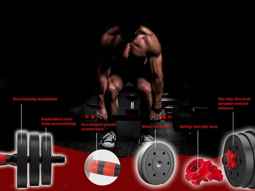Miniatura 4 de Juego de mancuernas ajustables de 44 libras, mancuernas de peso libre con barra de conexión utilizada como barra, para hombres y mujeres, gimnasio