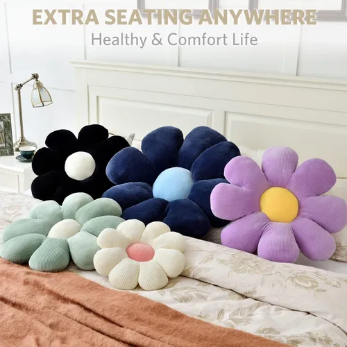 Miniatura 2 de Sioloc Almohada con forma de flor, cojín de suelo, cojín de asiento, bonita decoración de habitación y almohada de felpa para dormitorio, sofá