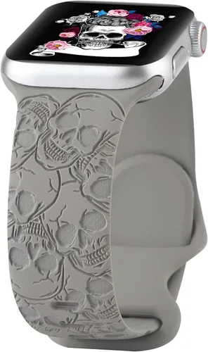 Miniatura 11 de Correa de silicona grabada compatible con Apple Watch de 1.496 pulgadas, 1.575 pulgadas, 1.614 pulgadas, bonita correa deportiva impresa con láser
