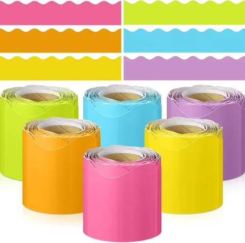 Miniatura 9 de TaoBary 6 Rollos 59.98 m Decoraciones de Bordes de Tablero de Anuncios de Navidad y de Invierno para el Aula, Bordes Dentados para Tablero de negro