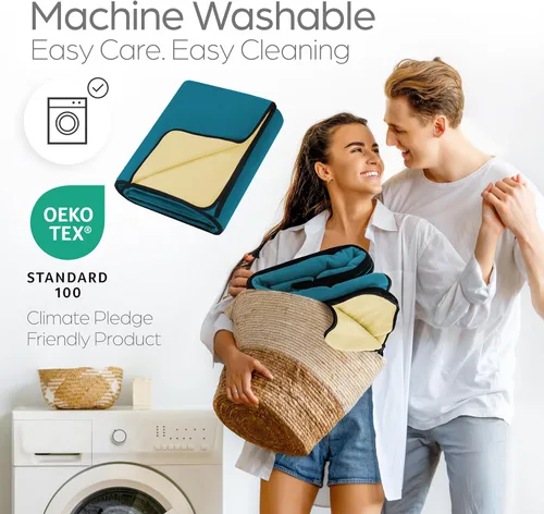Miniatura 4 de Manta impermeable grande – Suave y acogedora manta impermeable a prueba de fugas contra accidentes, resistente al agua y a las manchas, fácil