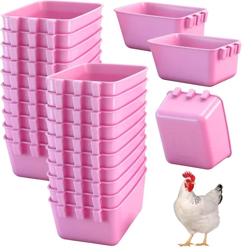 Miniatura 10 de Maxdot 20 piezas de tazas de jaula para comedero de pollo, regaderas para aves de 16 oz, comederos para pájaros colgantes, jaula para conejos, tazón