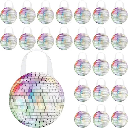 Shihanee 24 piezas de bolsas de regalo de discoteca con bola de discoteca, bolsas de regalo no tejidas con asas, bolsas de caramelos retro para