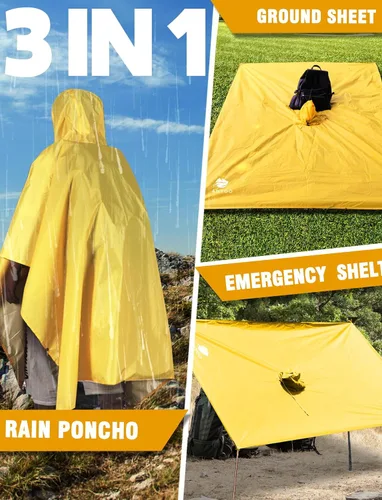 Miniatura 150 de ANYOO Poncho de lluvia con capucha para adultos, impermeable, ligero, para hombres y mujeres, chaqueta de lluvia reutilizable para emergencias al