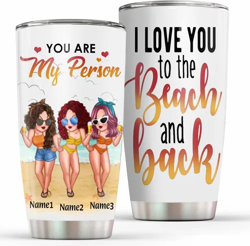 Miniatura 11 de Vaso personalizado con texto en inglés "Some Girls Are Just Born With The Beach", regalo para mejores amigas, hermanas, mejores amigas de una mujer