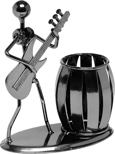 Miniatura 8 de MyGift Soporte para bolígrafo para escritorio, taza de lápiz decorativa con diseño de guitarra, accesorios y decoración para hombres, escritorio