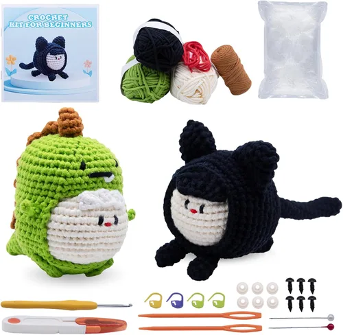 EOKPHULL Kit de ganchillo para principiantes, kit de tejido de ganchillo fácil para adultos con tutoriales en video paso a paso e instrucciones en