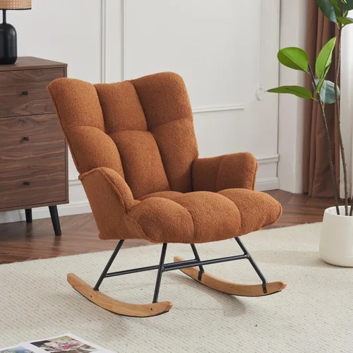 Miniatura 20 de SAETSFEG Mecedora de Guardería Teddy Tapizada Silla Mecedora Deslizante Silla de Acento Mecedora Asiento Acolchado con Respaldo Alto Sillón Silla