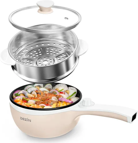 Miniatura 16 de Dezin Olla Caliente Eléctrica Mejorada, Sartén Antiadherente, Olla Eléctrica Rápida para Fideos, Olla Caliente Portátil Mini de 1.5L para Bistec