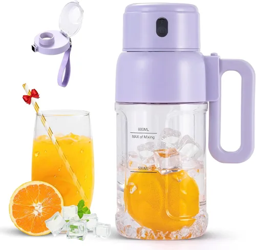 Licuadora portátil para batidos, 34 onzas, tamaño personal, mini batidora de proteínas, licuadora de batidos, inalámbrica y sin BPA, con tapa de