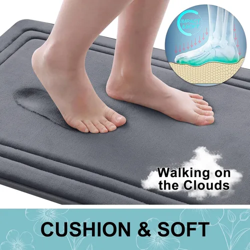 Miniatura 4 de Grandaily Alfombra de baño de espuma viscoelástica de 24 x 16 pulgadas, ultrasuave, antideslizante y absorbente, lavable a máquina, cómoda alfombra