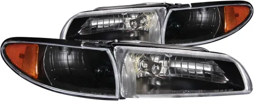 HEADLIGHTSDEPOT Faros delanteros halógenos de carcasa negra compatibles con Pontiac Grand Prix 1997-2003, incluye faros delanteros izquierdo del