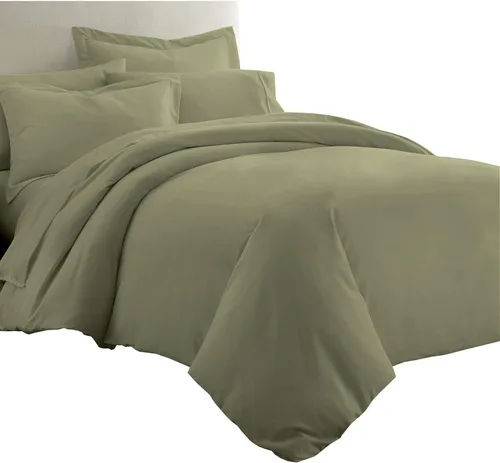 Miniatura 6 de Royal Tradition Juego de ropa de cama de viscosa de bambú sólido de 7 piezas, funda de edredón y fundas de almohada con sábanas, color beige