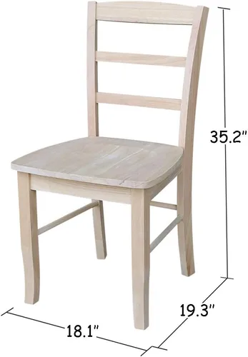 Miniatura 2 de International Concepts Madrid - Sillas de comedor, madera de parawood maciza, sin terminar (juego de 2)