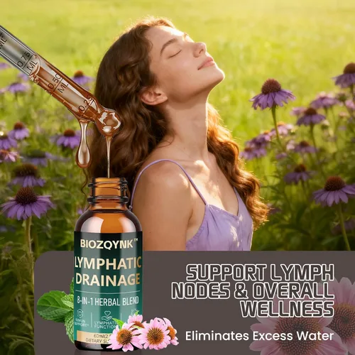 Miniatura 4 de Gotas líquidas de drenaje linfático, extractos de hierbas y botánicos para la circulación, apoyo inmunológico y desintoxicante, sin alcohol, vegano