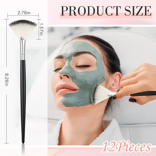 Miniatura 2 de Ziliny 12 piezas de cepillo facial suave para colorete, cepillo de maquillaje, aplicador de ácido, herramientas cosméticas multiuso para máscara